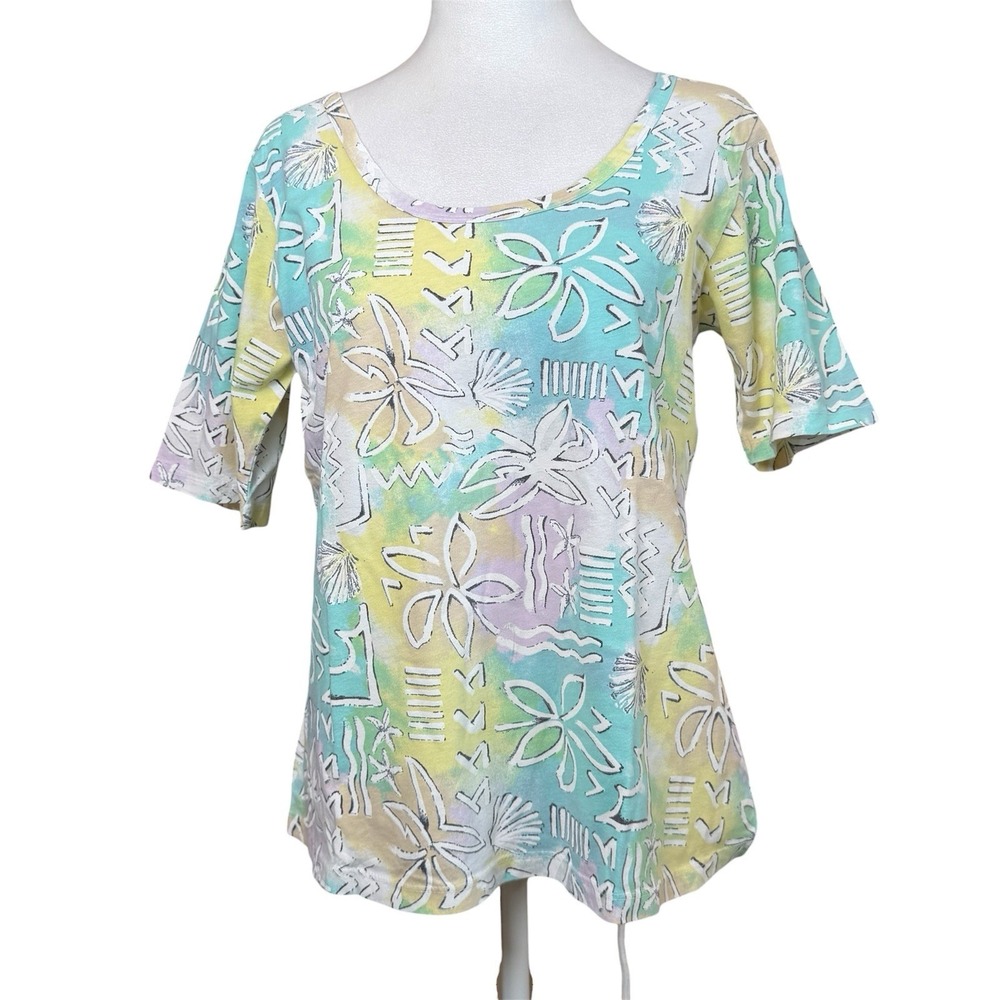 Fresh‎ Produce Coconut Point Scoop Shirt Pastel Medium Tropical Beach Shells AOP